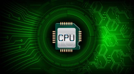 Ilustración de CPU ordenador con microchip - Imagen libre de derechos
