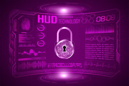 Illustration for Padlock on digital background, cyber security - Royalty Free Image
