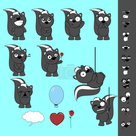 skunk cartoon pack collection in vector format