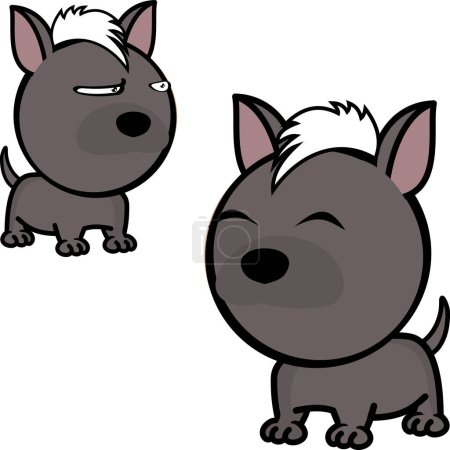 Téléchargez les illustrations : Drôle petite grosse tête xoloitzcuintle expressions pack collection au format vectoriel - en licence libre de droit