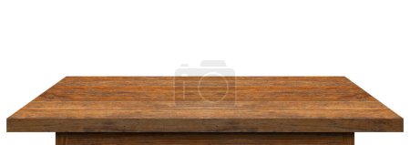 Foto de Tablero de madera vacío o estante de madera aislado sobre fondo blanco. Objeto con ruta de recorte - Imagen libre de derechos