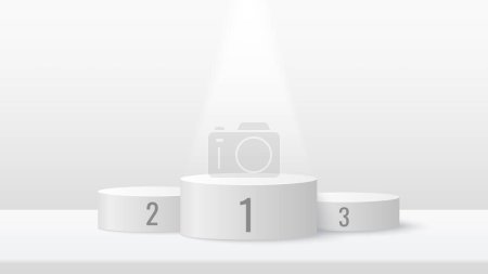 Illustration for Award podium to show product with natural light background. White minimal scene for product display presentation. Concept of leadership, success,winner and victory - Royalty Free Image
