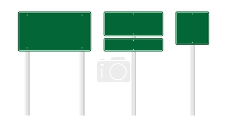 Ilustración de Colección de señales de tráfico verdes en blanco o Diferencia de señales de tráfico vacías aisladas sobre fondo blanco. vector de ilustración - Imagen libre de derechos