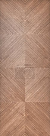 Wall panel of walnut veneer with geometric rhombic pattern as background. Natural materials for interior design. Stylish covering
