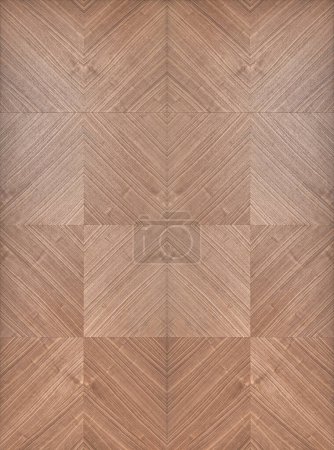 Panel de pared de chapa de nogal con patrón rombico geométrico como fondo. Materiales naturales para el diseño de interiores. Cobertura elegante