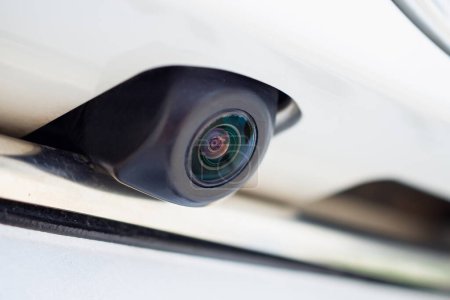 Photo for Car rear view camera close up for parking assistance - Royalty Free Image
