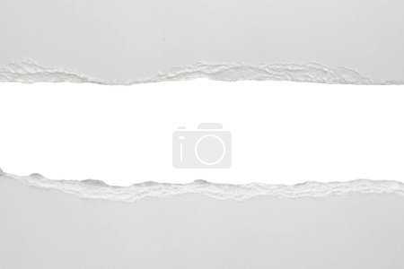 Téléchargez les photos : Papier blanc déchiré bords déchirés bandes isolées sur fond blanc - en image libre de droit