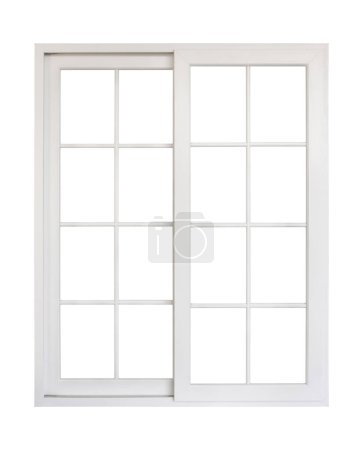 Foto de Marco de ventana de casa vintage real aislado sobre fondo blanco - Imagen libre de derechos