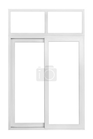 Foto de Marco de ventana de la casa moderna real aislado sobre fondo blanco - Imagen libre de derechos