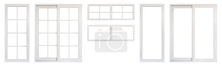 Photo for Real vintage house window frame set isolated on white background - Royalty Free Image