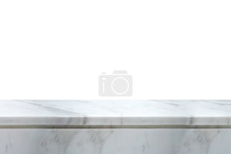 Photo for White marble stone table top isolated on white background for product display - Royalty Free Image