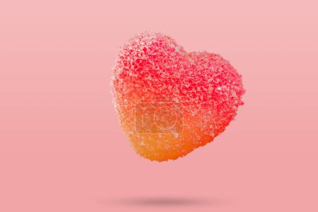 Photo for Red heart shape valentines day symbol isolated on pink background - Royalty Free Image