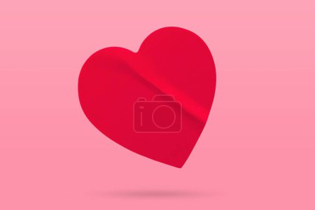 Etiqueta engomada en forma de corazón de color rojo aislado sobre fondo rosa