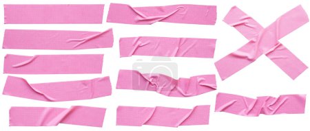 Conjunto de cintas adhesivas adhesivas rosadas aisladas sobre fondo blanco