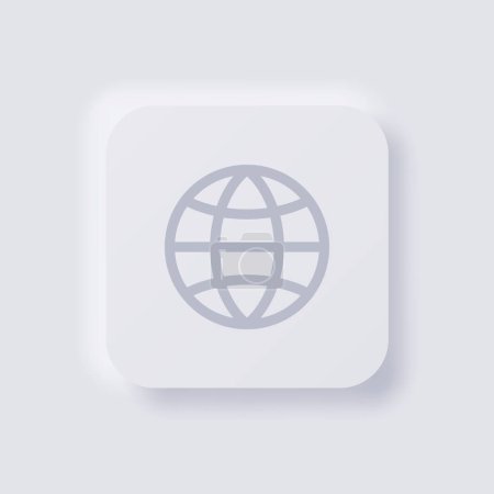 Téléchargez les illustrations : Globe Icon, White Neumorphism soft UI Design pour la conception Web, Application UI et plus, Bouton, Vecteur. - en licence libre de droit
