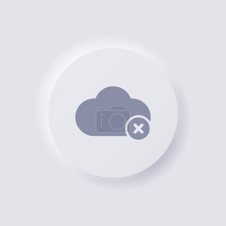 Illustration for Cloud icon with Cross symbol, White Neumorphism soft UI Design for Web design, Application UI and more, Button, Vector. - Royalty Free Image