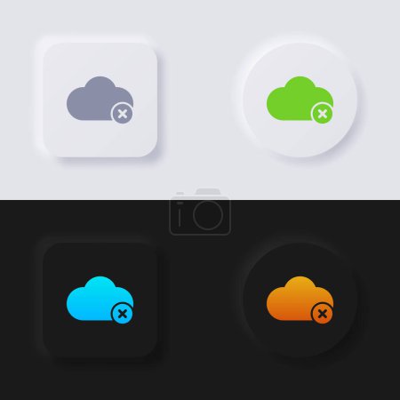 Illustration for Cloud icon with Cross symbol, Multicolor neumorphism button soft UI Design for Web design, Application UI and more, Icon set, Button, Vector. - Royalty Free Image