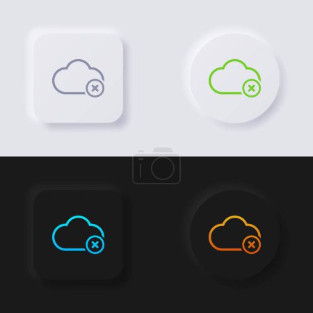 Illustration for Cloud icon with Cross symbol, Multicolor neumorphism button soft UI Design for Web design, Application UI and more, Icon set, Button, Vector. - Royalty Free Image