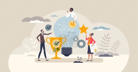 Illustration for Employee recognition and rewards with motivation bonus tiny person concept. Reward after successful professional job or excellent results vector illustration. Prize money as work gratitude or respect - Royalty Free Image