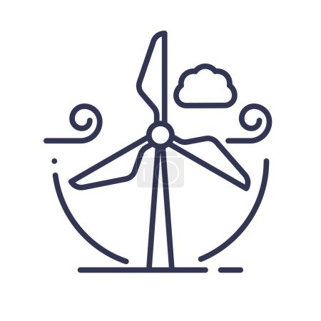 Ilustración de Turbina eólica, energía eólica y cuidado ambiental - Imagen libre de derechos