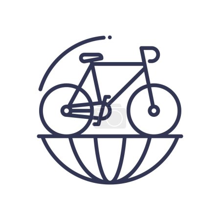Téléchargez les illustrations : Vélo sur le globe, transport écologique - en licence libre de droit