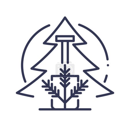Sustainable tree planting symbol with shovel