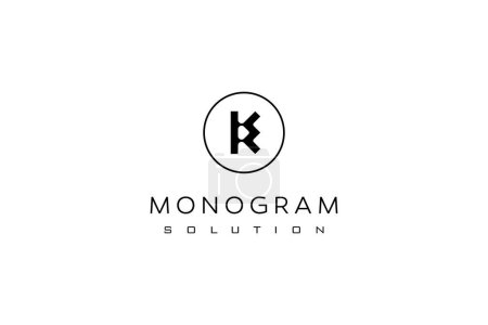 Illustration for Template monogram logo design solution with inscripted in letters:  k, r, i, p, w. Universal monogram solution. - Royalty Free Image