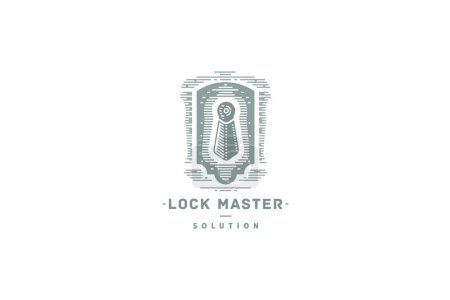 Illustration for Template logo design solution with old style lock image for lock master - Royalty Free Image