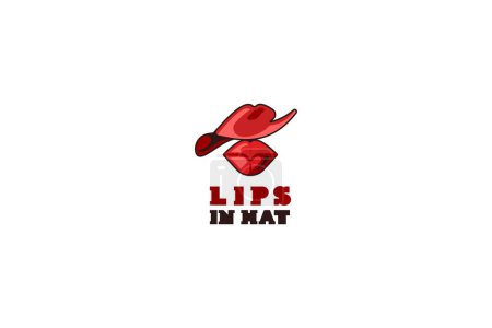 Template logo design with lips in hat composition image
