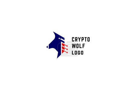 Crypto wolf template logo design solution, electronic elements