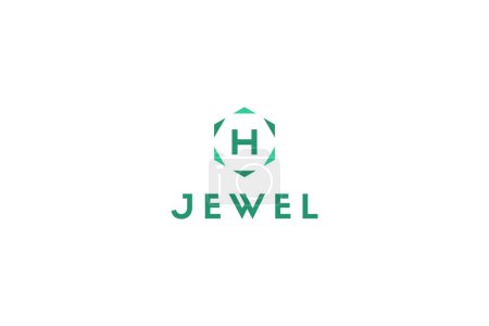 template logo design solution with letter H and jewel shape around there