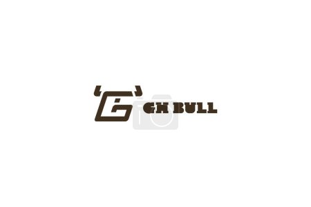 Illustration for Template logo design solution with G and H monogram and bull image - Royalty Free Image