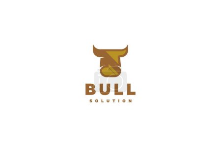 Illustration for Bull stylization template logo design solution - Royalty Free Image