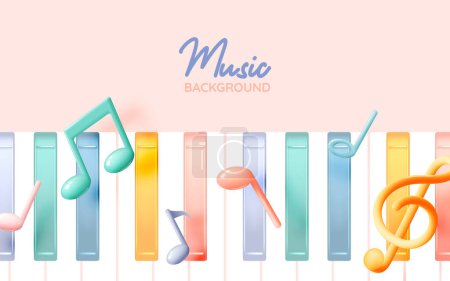 Musiknoten, Lied, Melodie oder Melodie 3D realistisches Vektor-Symbol für Musik-Apps und Webseiten Hintergrund-Vektor-Illustration