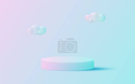 Ilustración de Minmal pastel mockup stage 3d realistic style background vector illustration - Imagen libre de derechos