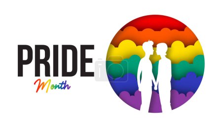 Illustration for Pride lgbtq couples background paper art style Premium Vector illustration - Royalty Free Image
