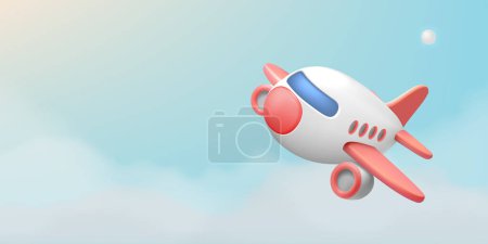 Ilustración de Un juguetón avión de color pastel atraviesa un globo estilizado, salpicado de alfileres de localización, simbolizando la alegría de viajar y descubrir - Imagen libre de derechos