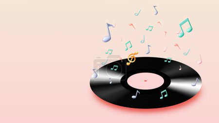 Illustration for Music notes, song, melody or tune 3d realistic vector icon for musical apps and websites background vector illustration - Royalty Free Image