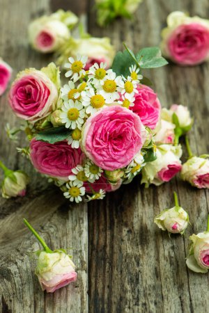 Photo for Little rose flower bouquet in nature background - Royalty Free Image