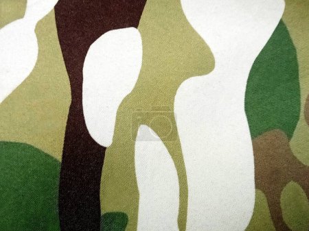 Camouflage amerikanische Militäruniform, grün, weiß und braun in Großaufnahme