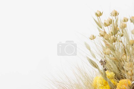Photo for Didukh. Fragment close-up. Ukrainian Christmas decoration and traditional symbol. Made of straw of different cereals and flowers. Background. Copy space - Royalty Free Image