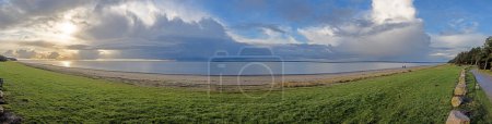 Photo for Panorama over the beach in Stillingen bay in Denmark during the day in winter time - Royalty Free Image