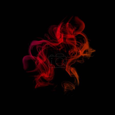 Téléchargez les photos : Red plasma clasp smoke effect, smoke or fire glow, visual effect layer overlay isolated black - en image libre de droit