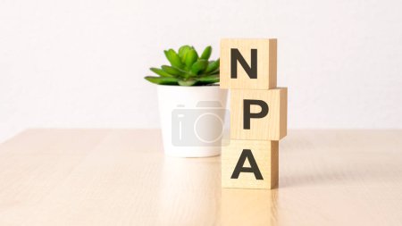npa - text on wooden cubes on wooden background. business concept.