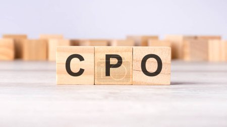 CPO - acronym concept written on wooden cubes or blocks on a light grey background