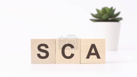 sca acronym on wooden cubes on white background. Strong Customer Authentication business concept