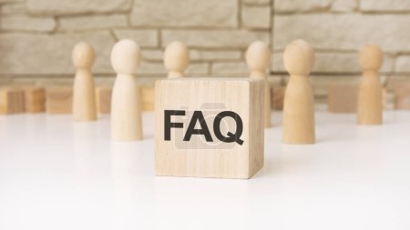 Photo for FAQ - wooden cubes with letters, Frequency Asked Questions concept, front view on grey background - Royalty Free Image