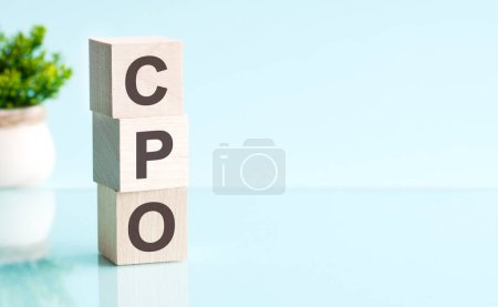 CPO - text on wooden blocks on wooden background. business concept