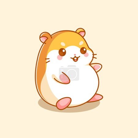 Téléchargez les illustrations : Cute hamster sitting and smiling - en licence libre de droit