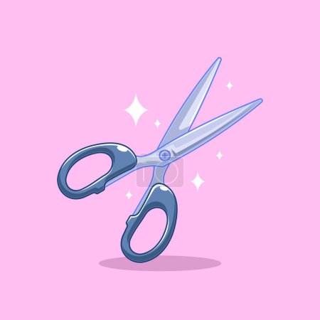 Ilustración de Cartoon-style scissors designed on pink background - Imagen libre de derechos